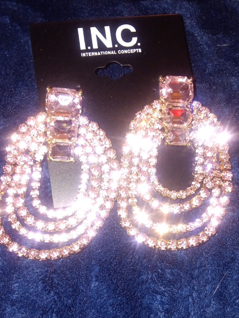 INC International Concepts Rose Crystal Multi-Hoop Drop Earrings